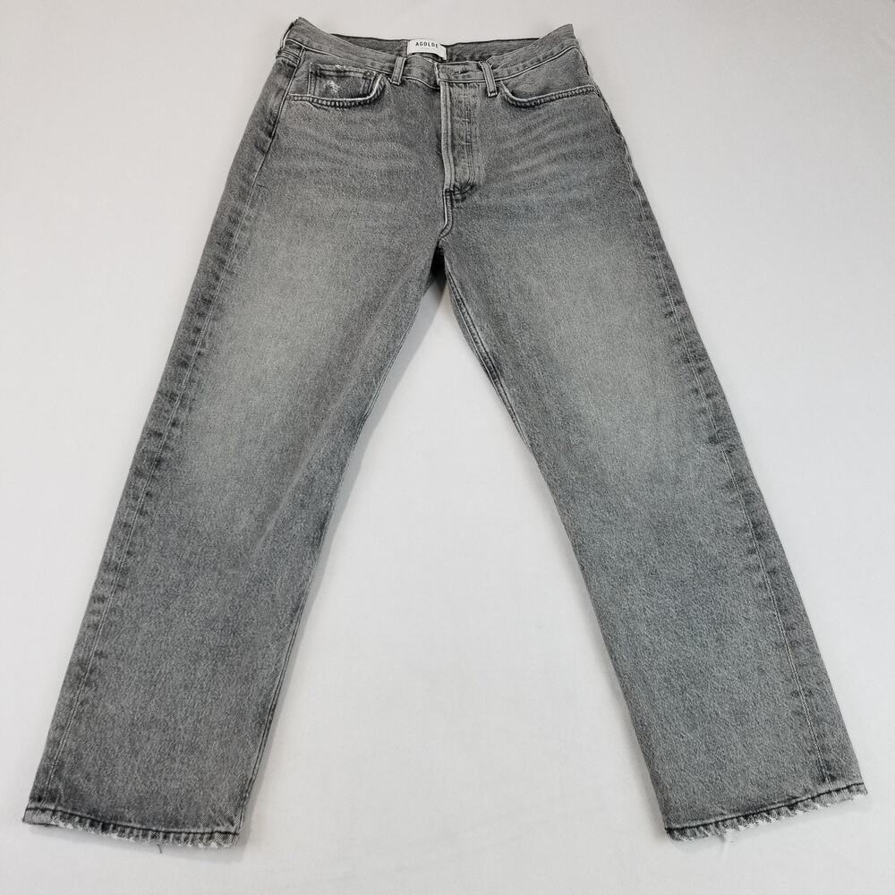 AGOLDE 90s Crop Jeans Womens 27 Gray High Rise Straight Raw Hem Organic - Picture 11 of 11